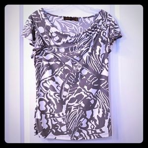 The Limited Stretch white and grey top